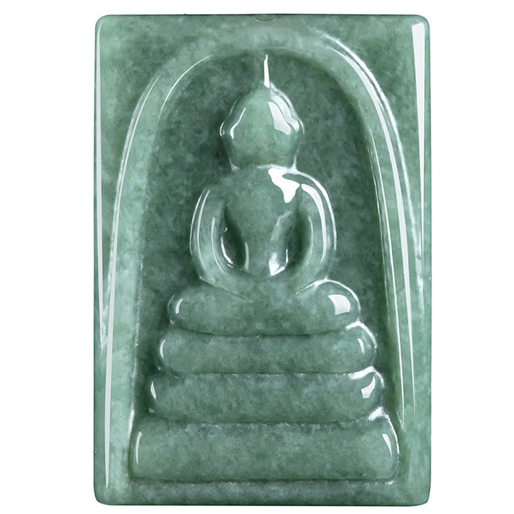Buddha Stones Buddha senza forma Amuleto quadrato di giada Collana con ciondolo di corda della prosperità - image 11