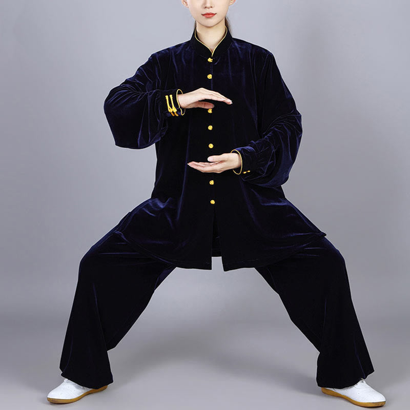 Buddha Stones 2 pezzi autunno inverno Tai Chi Meditazione Qigong Zen Pratica Unisex Velour Peluche Set di abbigliamento - image 14