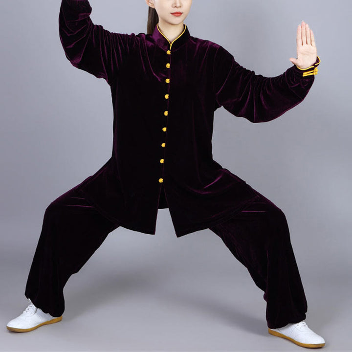 Buddha Stones 2 pezzi autunno inverno Tai Chi Meditazione Qigong Zen Pratica Unisex Velour Peluche Set di abbigliamento - image 17