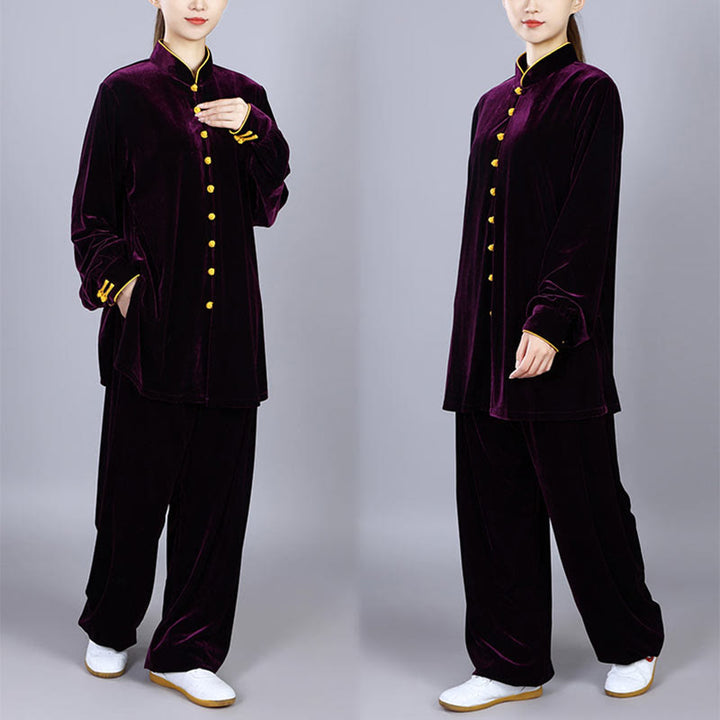 Buddha Stones 2 pezzi autunno inverno Tai Chi Meditazione Qigong Zen Pratica Unisex Velour Peluche Set di abbigliamento - image 18