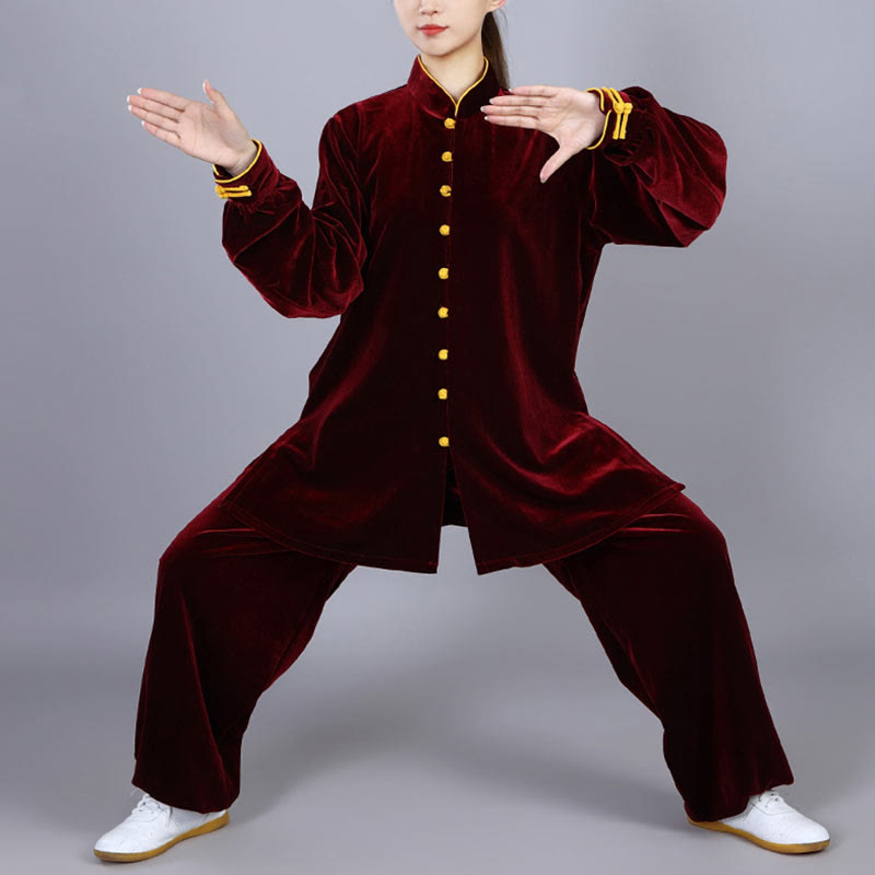 Buddha Stones 2 pezzi autunno inverno Tai Chi Meditazione Qigong Zen Pratica Unisex Velour Peluche Set di abbigliamento - image 8