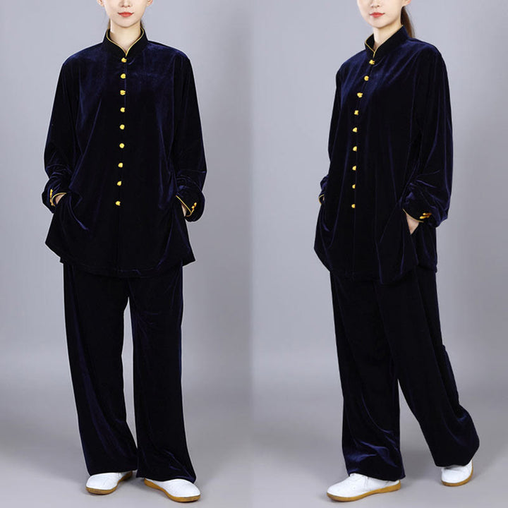 Buddha Stones 2 pezzi autunno inverno Tai Chi Meditazione Qigong Zen Pratica Unisex Velour Peluche Set di abbigliamento - image 15