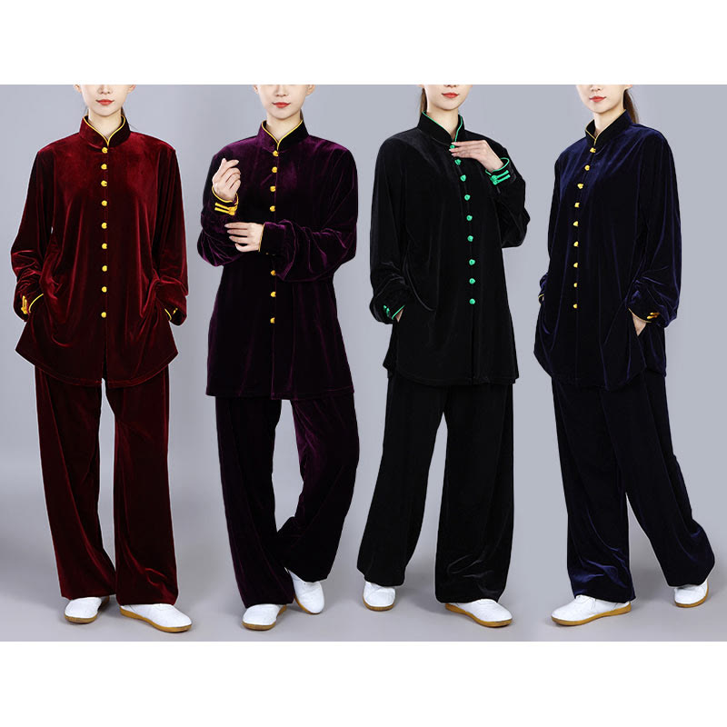 Buddha Stones 2 pezzi autunno inverno Tai Chi Meditazione Qigong Zen Pratica Unisex Velour Peluche Set di abbigliamento - image 22