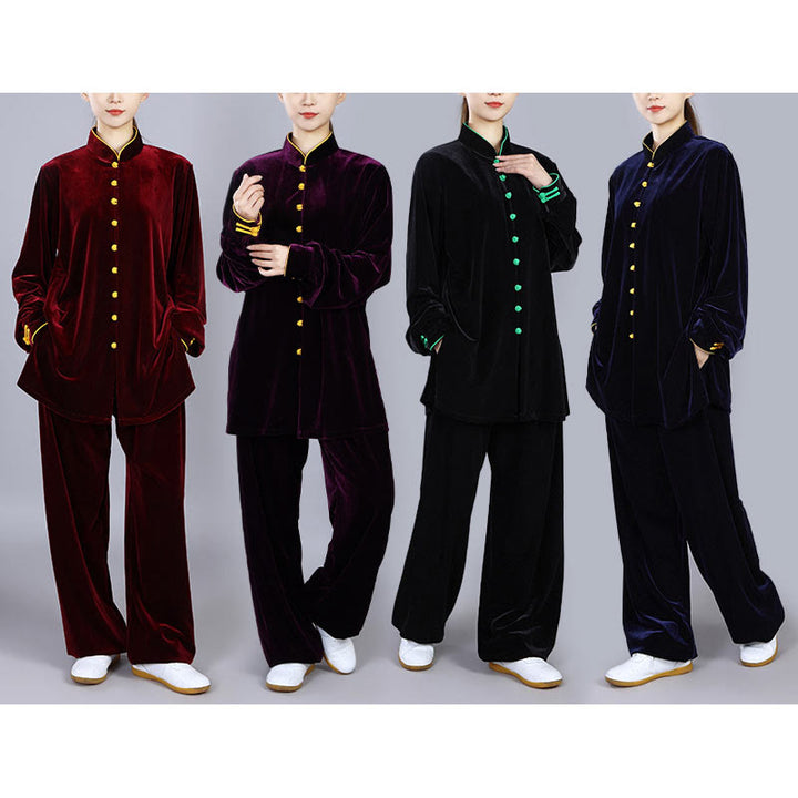 Buddha Stones 2 pezzi autunno inverno Tai Chi Meditazione Qigong Zen Pratica Unisex Velour Peluche Set di abbigliamento - image 22