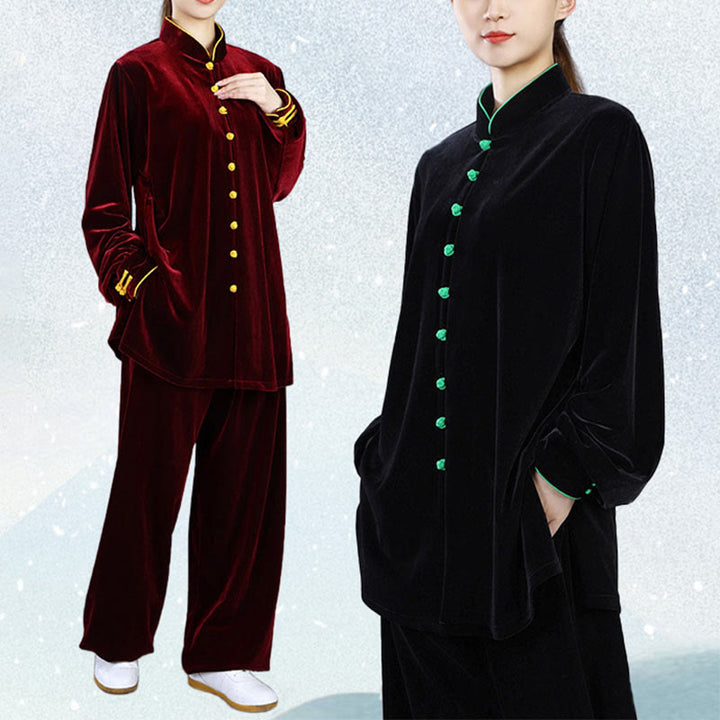 Buddha Stones 2 pezzi autunno inverno Tai Chi Meditazione Qigong Zen Pratica Unisex Velour Peluche Set di abbigliamento - image 21