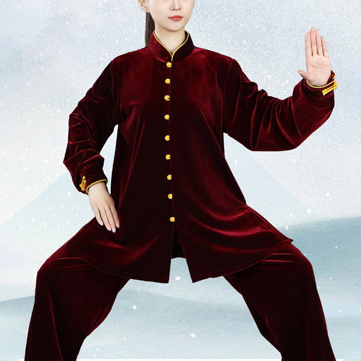 Buddha Stones 2 pezzi autunno inverno Tai Chi Meditazione Qigong Zen Pratica Unisex Velour Peluche Set di abbigliamento - image 11