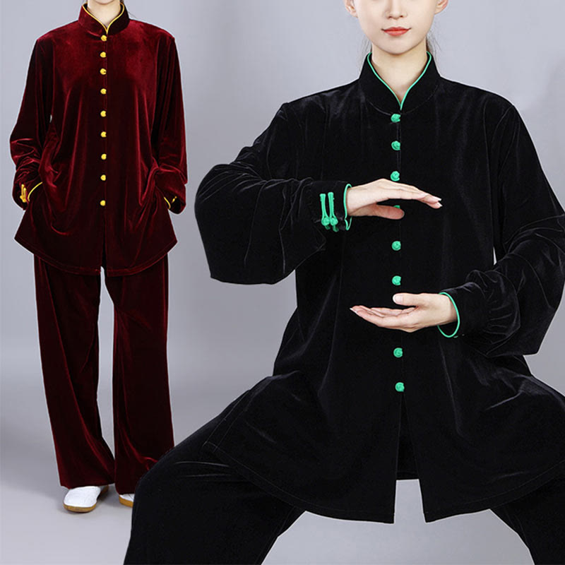Buddha Stones 2 pezzi autunno inverno Tai Chi Meditazione Qigong Zen Pratica Unisex Velour Peluche Set di abbigliamento - image 19