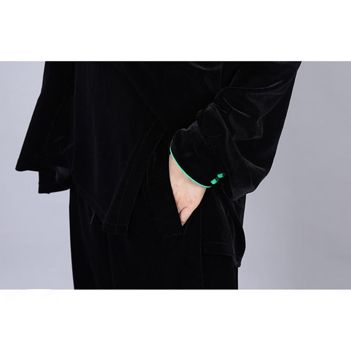 Buddha Stones 2 pezzi autunno inverno Tai Chi Meditazione Qigong Zen Pratica Unisex Velour Peluche Set di abbigliamento - image 5