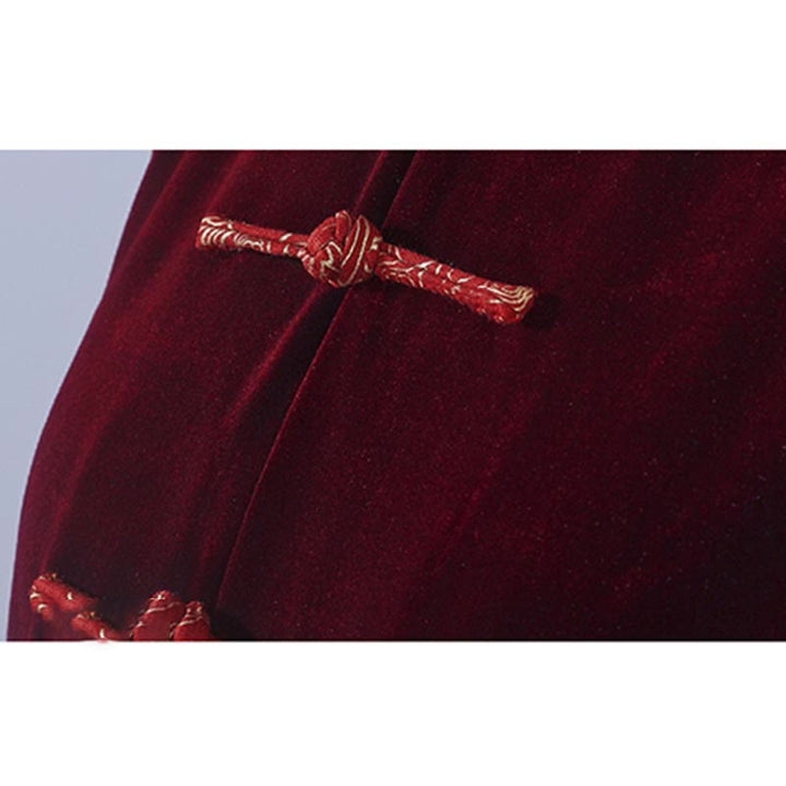 Buddha Stones 2 pezzi autunno inverno Tai Chi Qigong nuvole di buon auspicio colletto alto rana-bottoni unisex velluto meditazione abbigliamento set - image 6