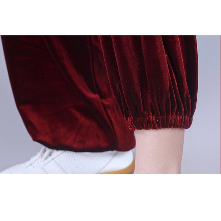 Buddha Stones 2 pezzi autunno inverno Tai Chi Qigong nuvole di buon auspicio colletto alto rana-bottoni unisex velluto meditazione abbigliamento set - image 9