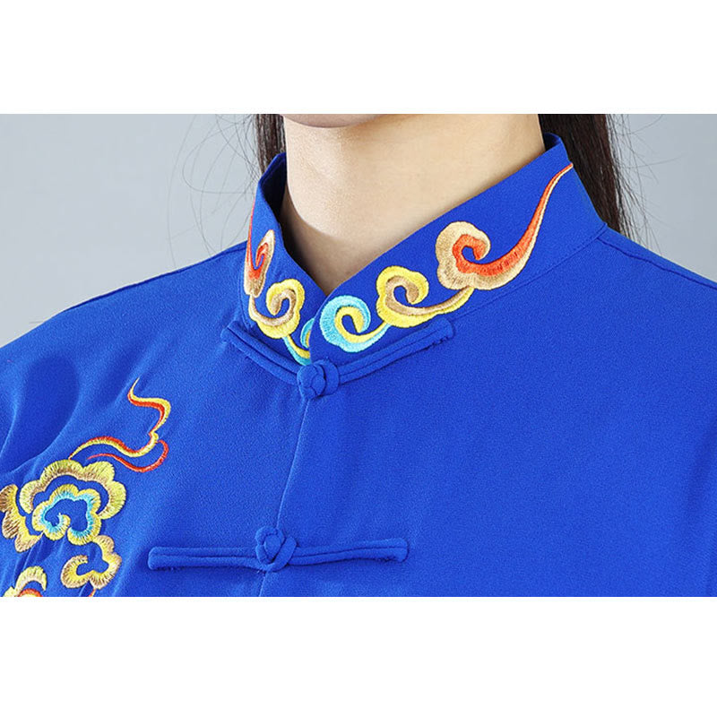 Buddha Stones 2 pezzi Autunno Colorato Auspicious Clouds Tai Chi Meditazione Qigong Zen Pratica Unisex Cotone Abbigliamento Set