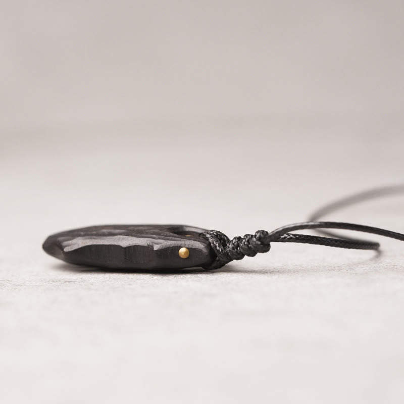 Collana pendente con perline di rame di forma irregolare in legno di ebano Buddha Stones , pace e calma