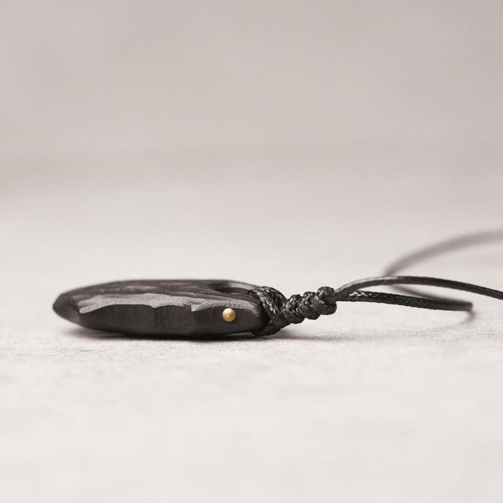 Collana pendente con perline di rame di forma irregolare in legno di ebano Buddha Stones , pace e calma