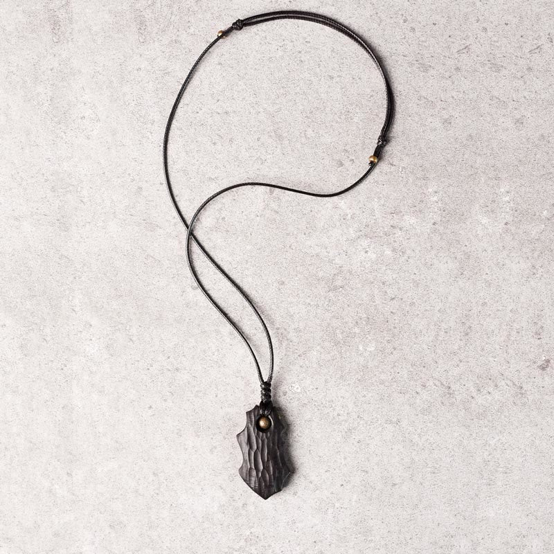 Collana pendente con perline di rame di forma irregolare in legno di ebano Buddha Stones , pace e calma