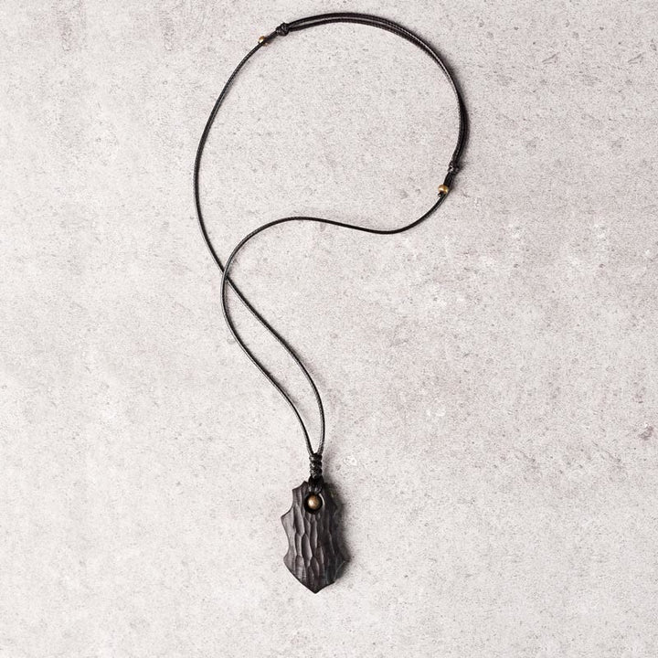 Collana pendente con perline di rame di forma irregolare in legno di ebano Buddha Stones , pace e calma