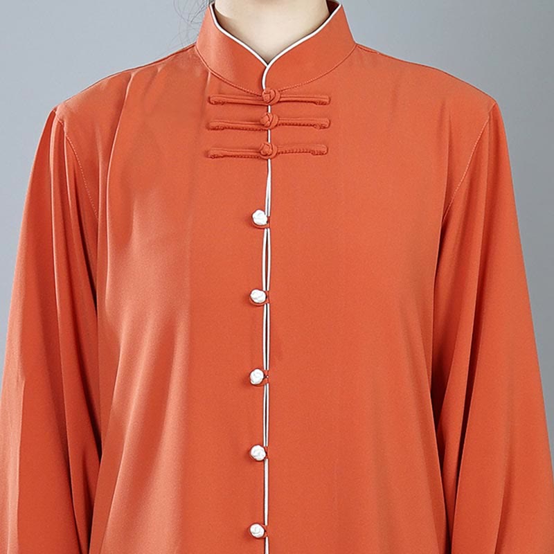 Buddha Stones 2 pezzi autunno tinta unita rana-bottone Tai Chi meditazione Qigong Zen pratica unisex cotone abbigliamento set