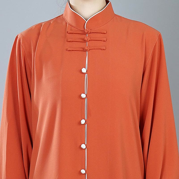 Buddha Stones 2 pezzi autunno tinta unita rana-bottone Tai Chi meditazione Qigong Zen pratica unisex cotone abbigliamento set