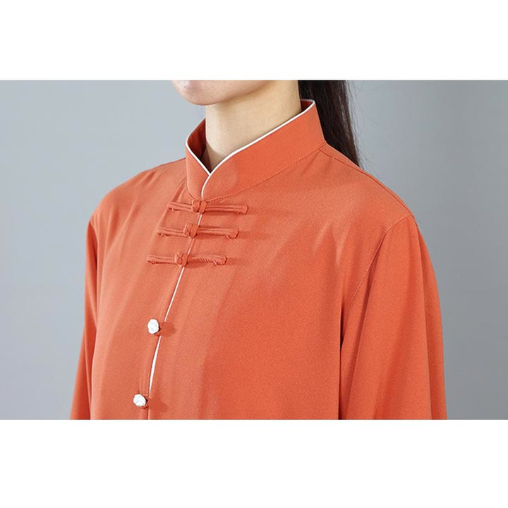 Buddha Stones 2 pezzi autunno tinta unita rana-bottone Tai Chi meditazione Qigong Zen pratica unisex cotone abbigliamento set