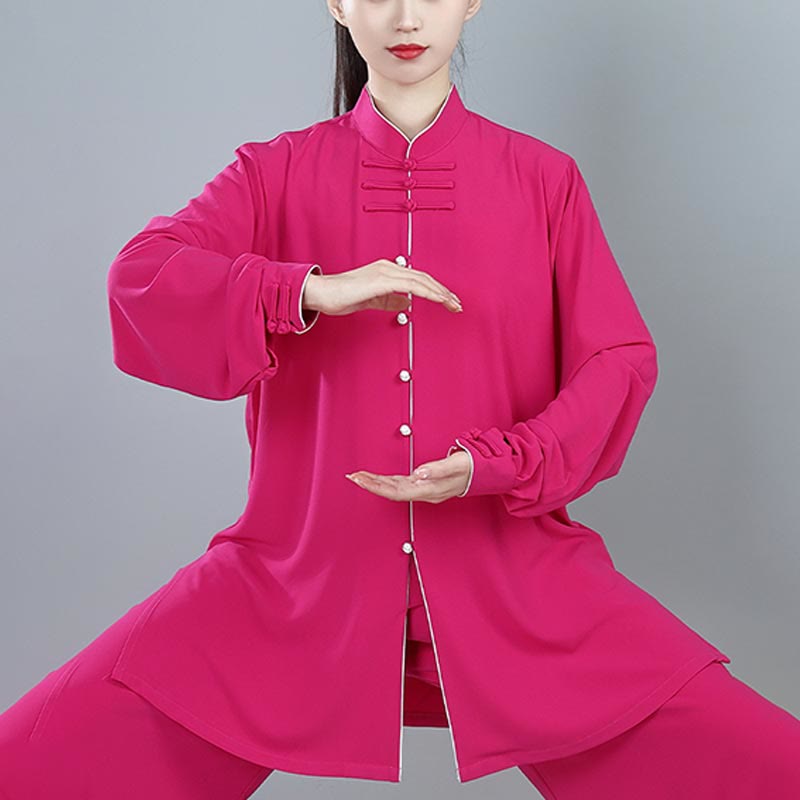Buddha Stones 2 pezzi autunno tinta unita rana-bottone Tai Chi meditazione Qigong Zen pratica unisex cotone abbigliamento set