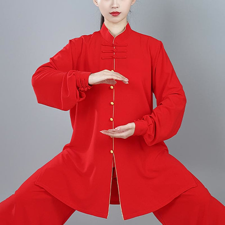 Buddha Stones 2 pezzi autunno tinta unita rana-bottone Tai Chi meditazione Qigong Zen pratica unisex cotone abbigliamento set