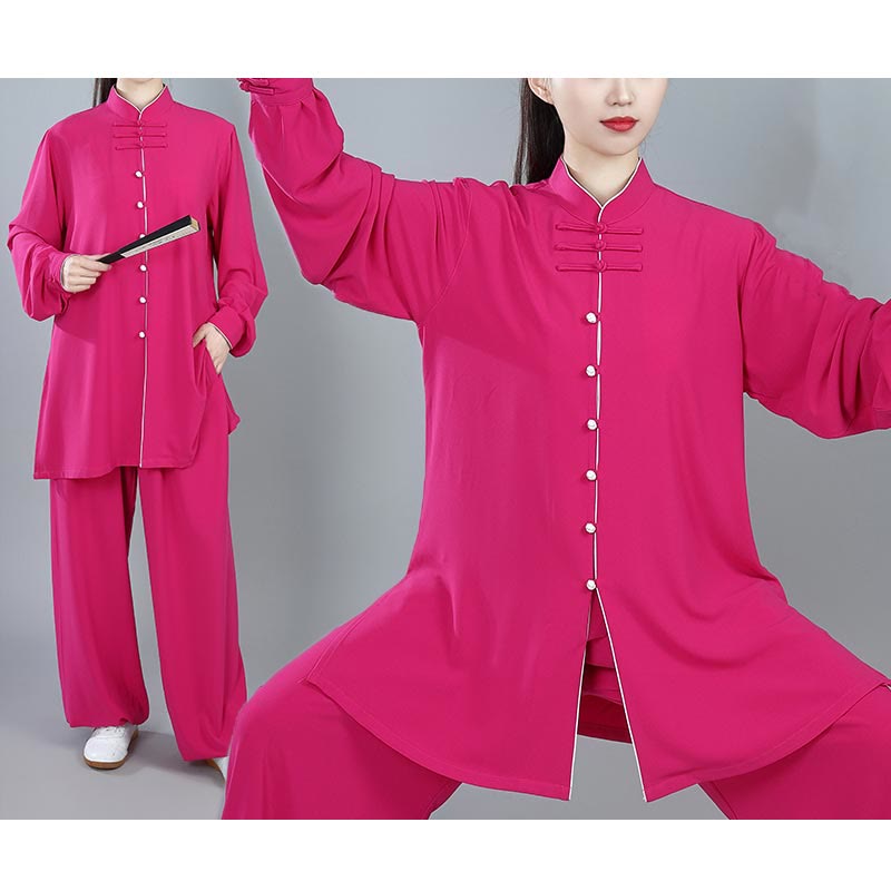 Buddha Stones 2 pezzi autunno tinta unita rana-bottone Tai Chi meditazione Qigong Zen pratica unisex cotone abbigliamento set