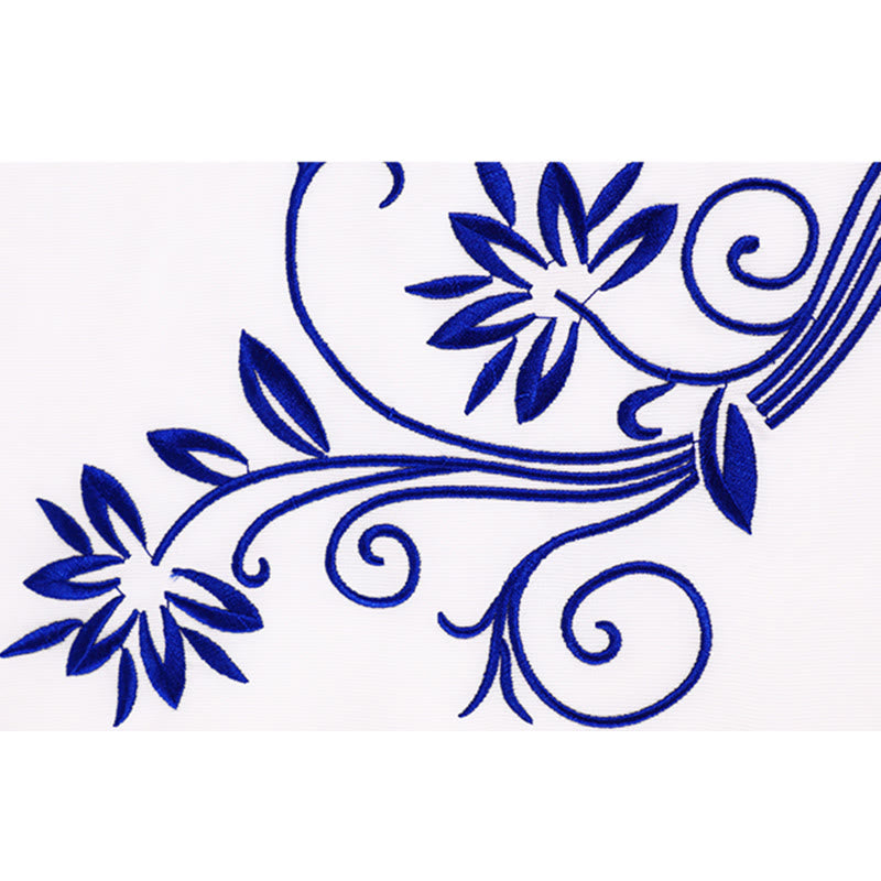 Buddha Stones 2 pezzi autunno blu ricamo fiori rana-bottone Tai Chi meditazione Qigong Zen pratica unisex cotone abbigliamento set