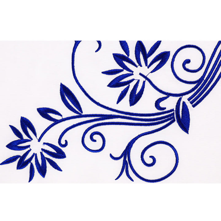 Buddha Stones 2 pezzi autunno blu ricamo fiori rana-bottone Tai Chi meditazione Qigong Zen pratica unisex cotone abbigliamento set