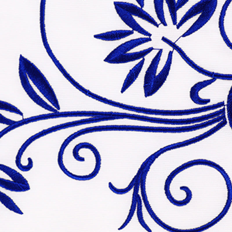 Buddha Stones 2 pezzi autunno blu ricamo fiori rana-bottone Tai Chi meditazione Qigong Zen pratica unisex cotone abbigliamento set