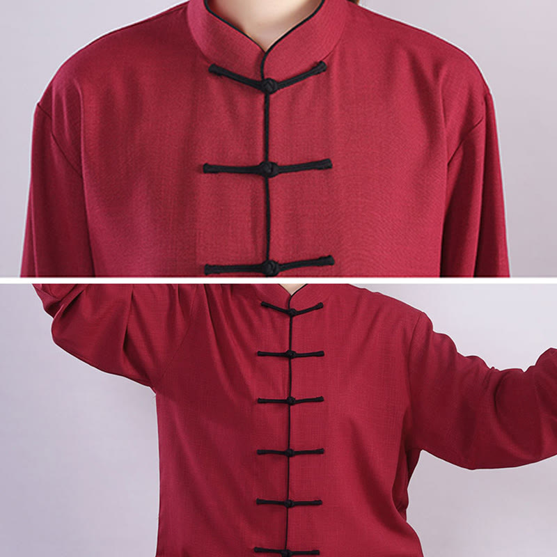 Buddha Stones 2 pezzi autunno inverno rana-bottone Tai Chi meditazione Qigong Zen pratica unisex cotone lino abbigliamento set - image 8