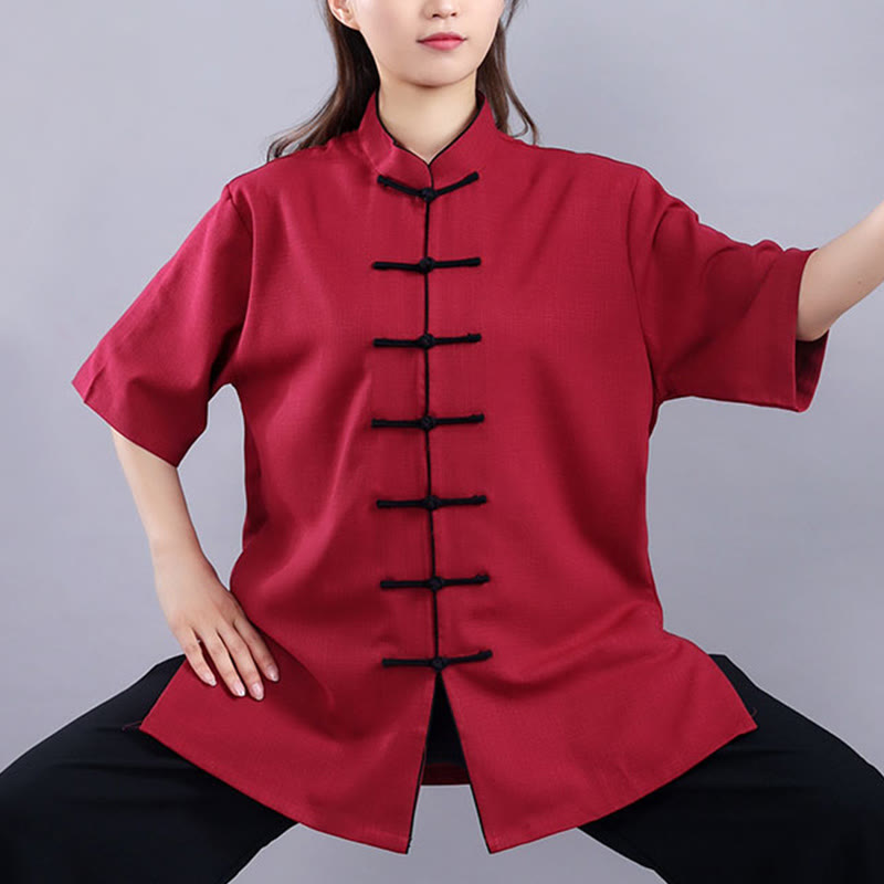 Buddha Stones 2 pezzi autunno inverno rana-bottone Tai Chi meditazione Qigong Zen pratica unisex cotone lino abbigliamento set - image 12