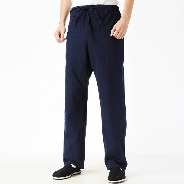 Pantaloni da uomo con coulisse e tasche Buddha Stones Fall Solid Color