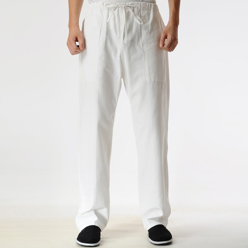 Pantaloni da uomo con coulisse e tasche Buddha Stones Fall Solid Color