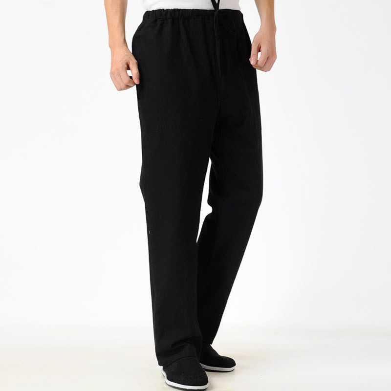 Pantaloni da uomo con coulisse e tasche Buddha Stones Fall Solid Color