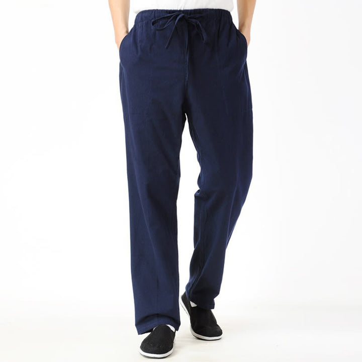 Pantaloni da uomo con coulisse e tasche Buddha Stones Fall Solid Color