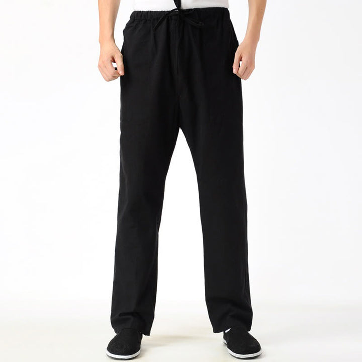 Pantaloni da uomo con coulisse e tasche Buddha Stones Fall Solid Color