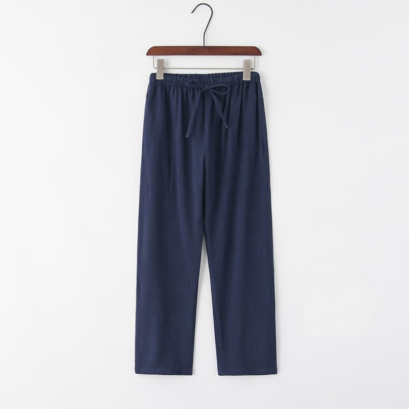 Pantaloni da uomo in lino con coulisse e tasche , Buddha Stones, primavera estate - SteelBlue - US/UK/AU44, EU54 (4XL) - image 4