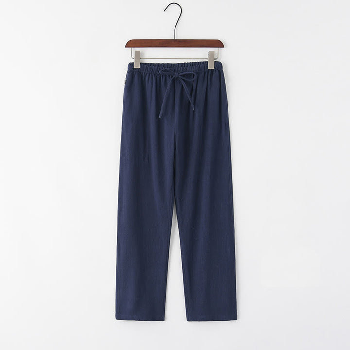 Pantaloni da uomo in lino con coulisse e tasche , Buddha Stones, primavera estate - SteelBlue - US/UK/AU44, EU54 (4XL) - image 4