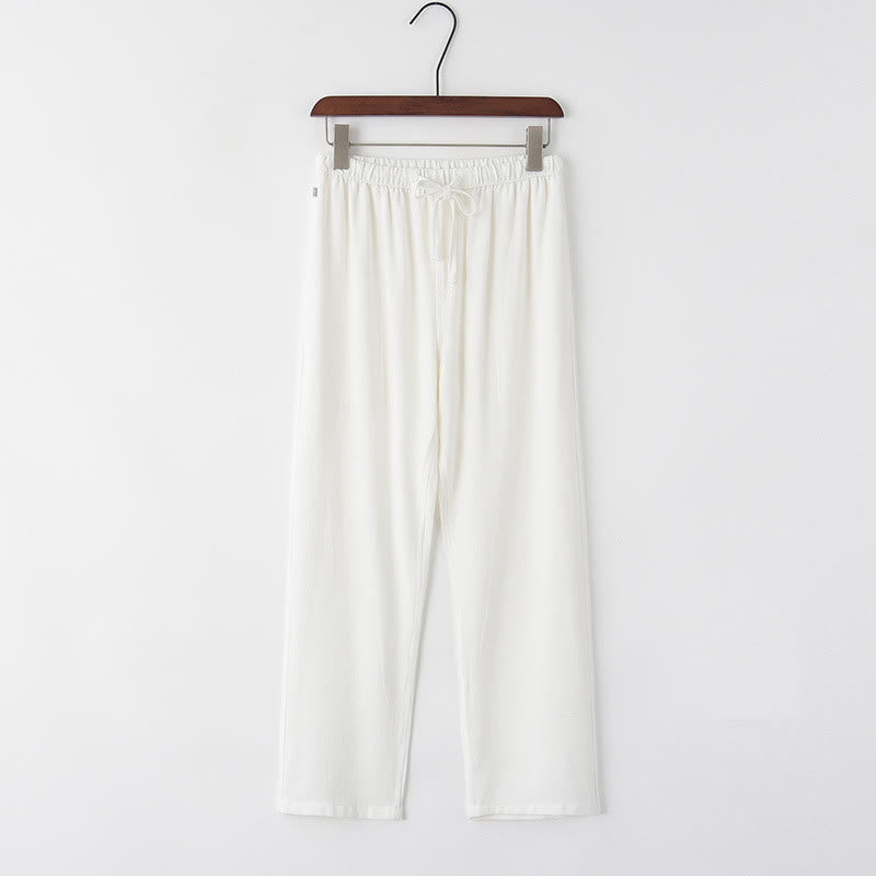 Pantaloni da uomo in lino con coulisse e tasche , Buddha Stones, primavera estate - Bianco - US/UK/AU44, EU54 (4XL) - image 1