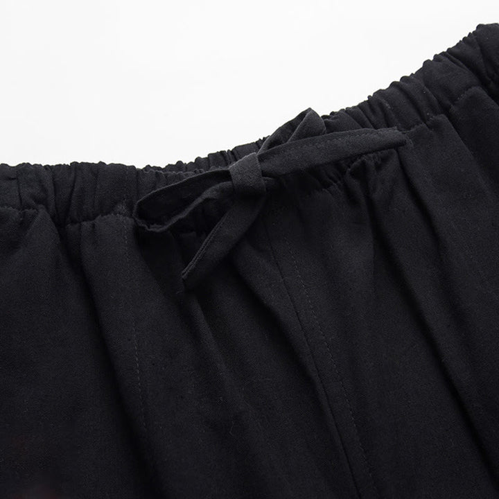 Buddha Stones 2 pezzi autunno uomo Tang Suit Frog-Bottone cotone manica lunga camicia pantaloni set - image 10