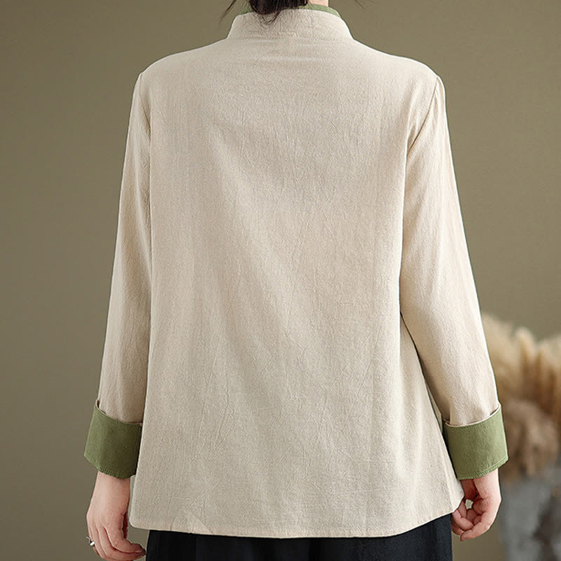 Camicia da donna con lacci a maniche lunghe in tinta unita con Buddha Stones, Hanfu - image 5