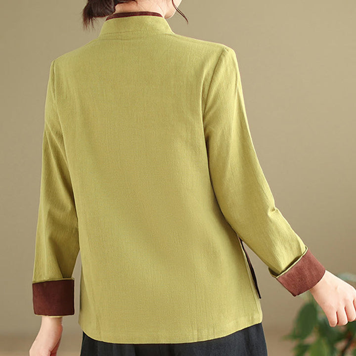 Camicia da donna con lacci a maniche lunghe in tinta unita con Buddha Stones, Hanfu - image 12
