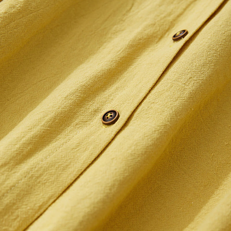 Camicie da donna in lino di cotone con bottoni a manica lunga con ricamo geometrico Buddha Stones