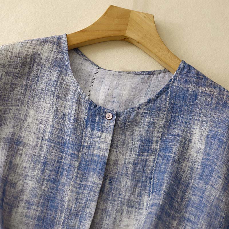 Camicia in cotone a maniche lunghe con bottoni tie-dye Buddha Stones