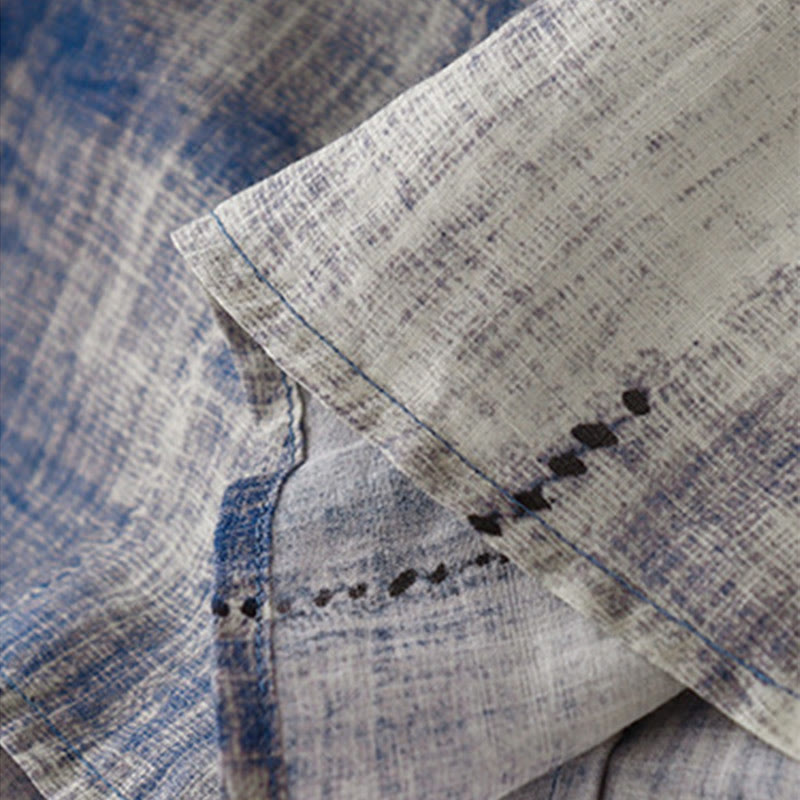 Camicia in cotone a maniche lunghe con bottoni tie-dye Buddha Stones