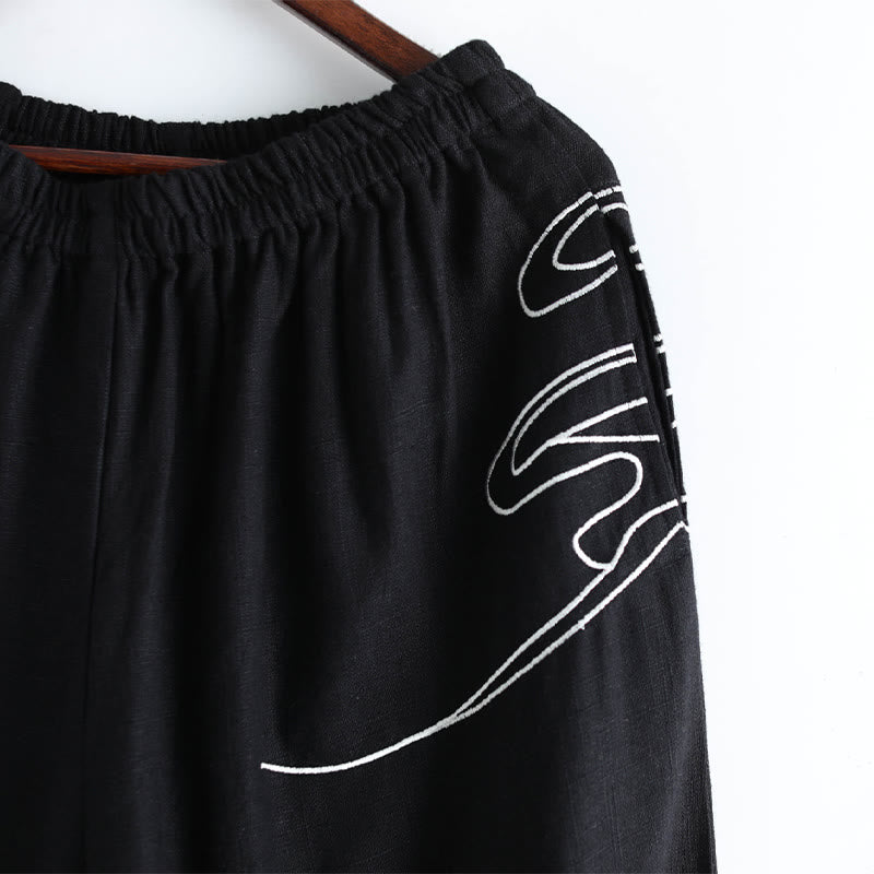 Pantaloni da uomo in cotone etnico con tasche, elastico in vita , Buddha Stones nuvole