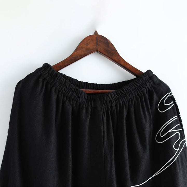 Pantaloni da uomo in cotone etnico con tasche, elastico in vita , Buddha Stones nuvole