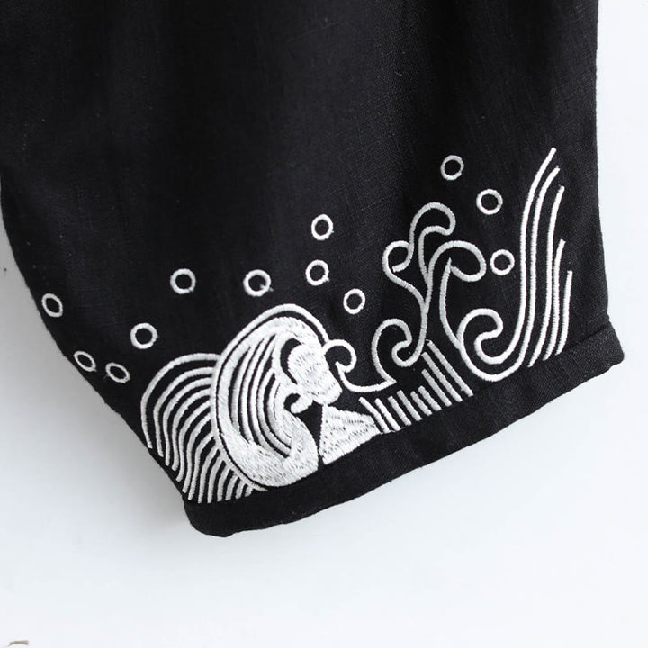 Pantaloni da uomo in cotone etnico con tasche, elastico in vita , Buddha Stones nuvole