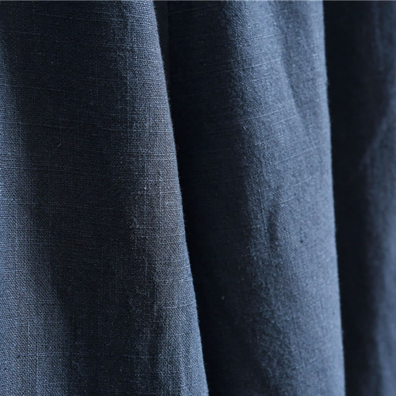 Pantaloni da uomo in lino ramiè con coulisse elastica tinta unita Buddha Stones Casual con tasche - image 23