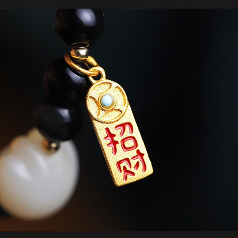 Buddha Stones Ossidiana nera Zampa di gatto Bodhi Seed Portafortuna Braccialetto di purificazione - image 13