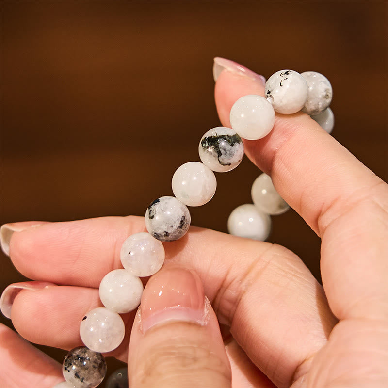 Braccialetto dell'armonia con pietra di luna arcobaleno Buddha Stones